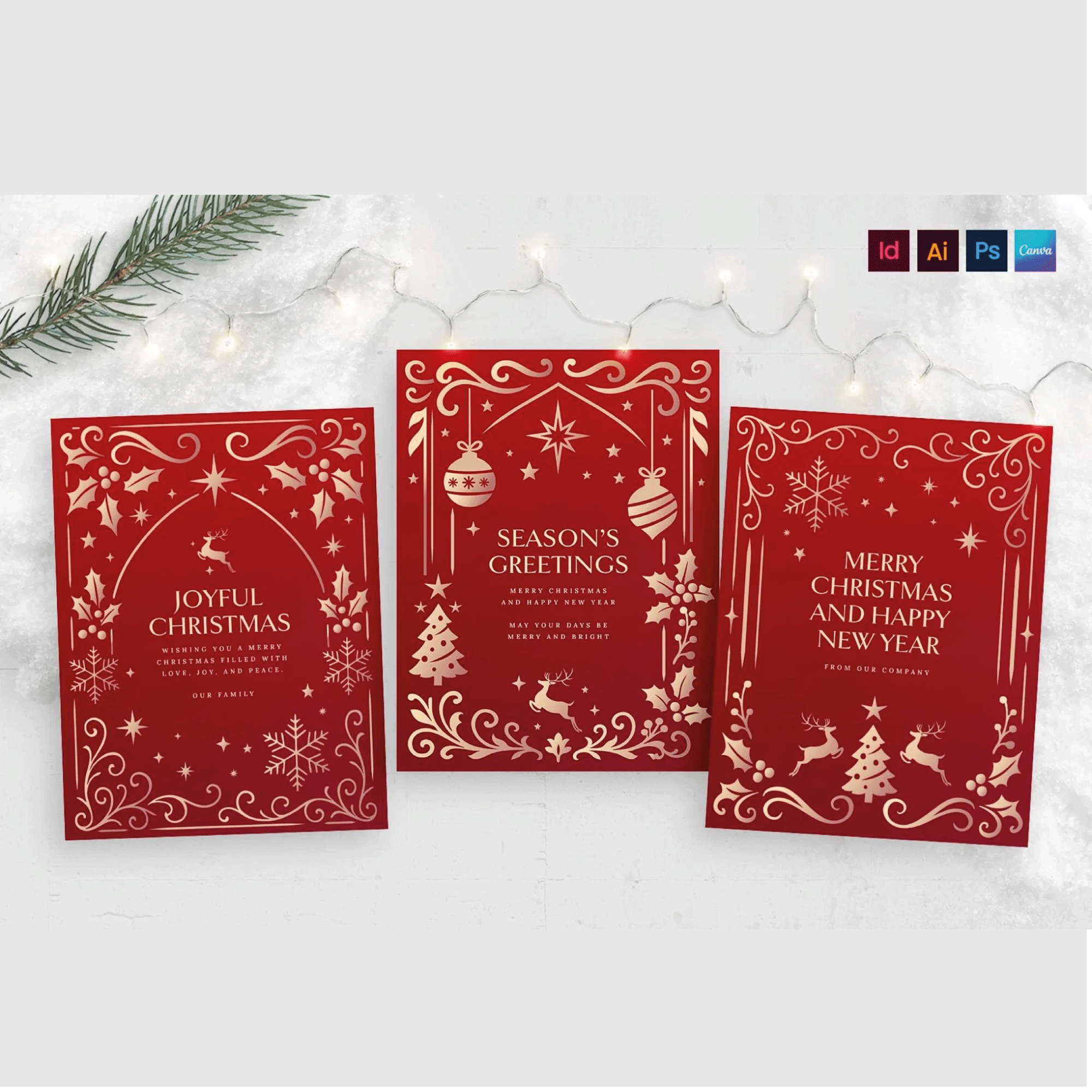 Christmas Flyer Template in Red & Gold – Editable Canva, InDesign, Illustrator, and Photoshop