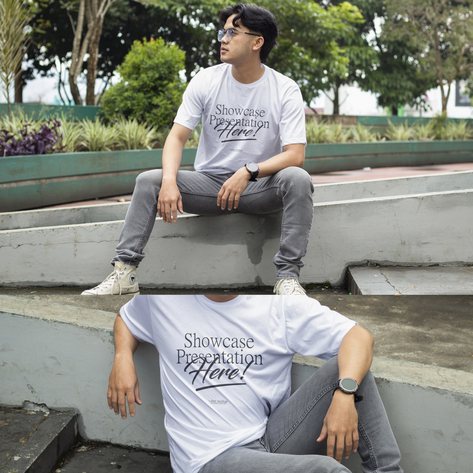 Men’s Casual T-Shirt PSD Mockup – Urban Outdoor Scene